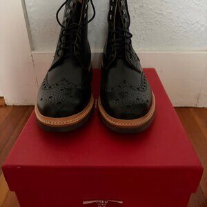 Grenson Fred wingtip boots black leather US 11 NIB